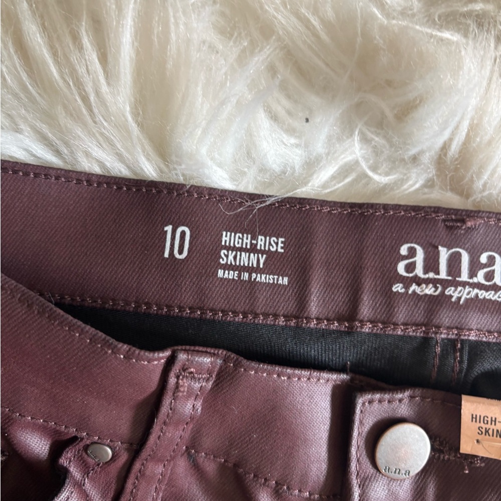 a.n.a Women's Skinny Pants - Burgundy - Picture 2 of 4